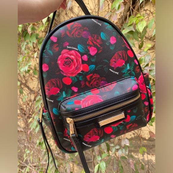 NWT JUICY COUTURE WOMENS MINI BACKBAG PATTERN'S PETAL ROSES - Picture 2 of 9